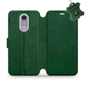 Etui ze skóry naturalnej do LG Q7 - wzór Green Leather