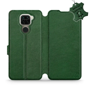 Etui ze skóry naturalnej do Xiaomi Redmi Note 9 - wzór Green Leather