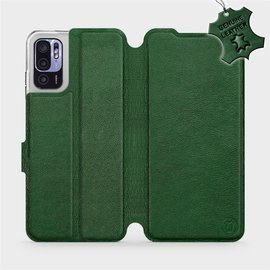 Etui ze skóry naturalnej do Xiaomi Redmi Note 10 5G - wzór Green Leather