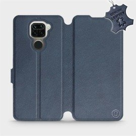 Etui ze skóry naturalnej do Xiaomi Redmi Note 9 - wzór Blue Leather