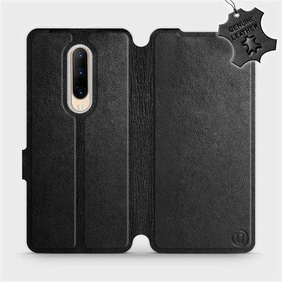 Etui ze skóry naturalnej do OnePlus 7 Pro - wzór Black Leather