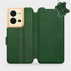 Etui ze skóry naturalnej do Vivo X80 Lite - wzór Green Leather