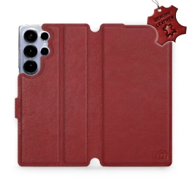 Etui ze skóry naturalnej do Samsung Galaxy S25 Ultra - wzór Dark Red Leather