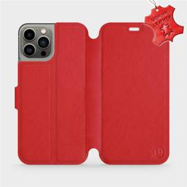 Etui ze skóry naturalnej do Apple iPhone 13 Pro - wzór Red Leather