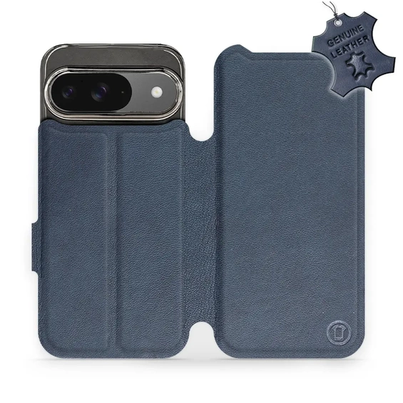 Etui ze skóry naturalnej do Google Pixel 9 - wzór Blue Leather