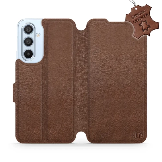 Etui ze skóry naturalnej do Samsung Galaxy A54 - wzór Brown Leather