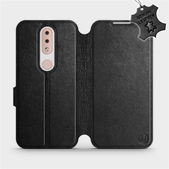 Etui ze skóry naturalnej do Nokia 4.2 - wzór Black Leather