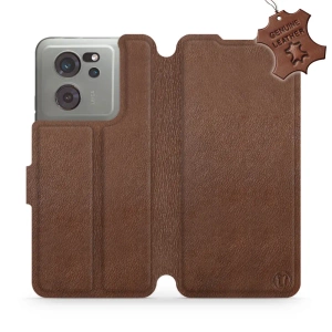 Etui ze skóry naturalnej do Xiaomi 13T Pro - wzór Brown Leather