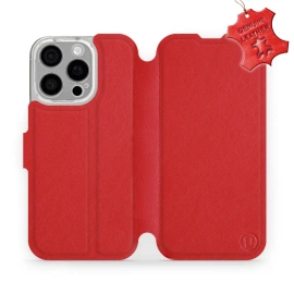 Etui ze skóry naturalnej do Apple iPhone 16 Pro - wzór Red Leather