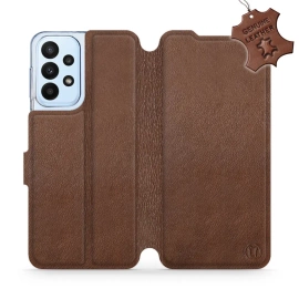 Etui ze skóry naturalnej do Samsung Galaxy A23 - wzór Brown Leather