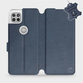 Etui ze skóry naturalnej do Motorola Moto G 5G - wzór Blue Leather