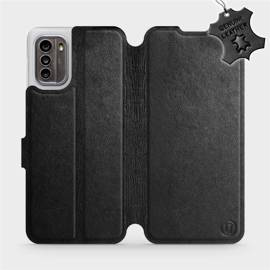 Etui ze skóry naturalnej do Nokia G60 5G - wzór Black Leather