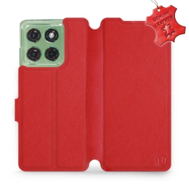 Etui ze skóry naturalnej do Motorola Edge 60 - wzór Red Leather