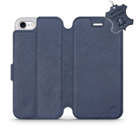 Etui ze skóry naturalnej do Apple iPhone SE 2020 - wzór Blue Leather