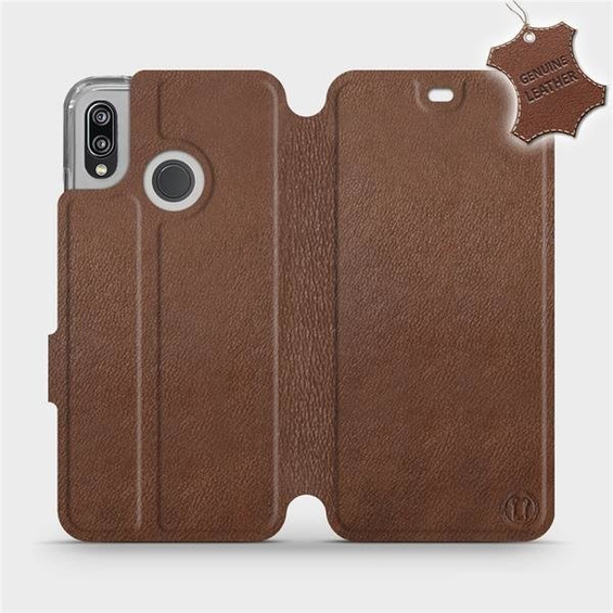 Etui ze skóry naturalnej do Huawei P20 Lite - wzór Brown Leather