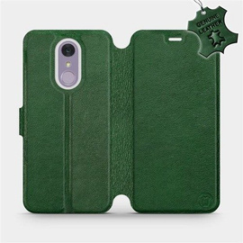 Etui ze skóry naturalnej do LG Q7 - wzór Green Leather