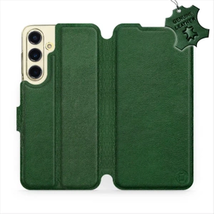 Etui ze skóry naturalnej do Samsung Galaxy S24 FE - wzór Green Leather