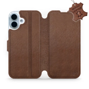 Etui ze skóry naturalnej do Apple iPhone 17 - wzór Brown Leather