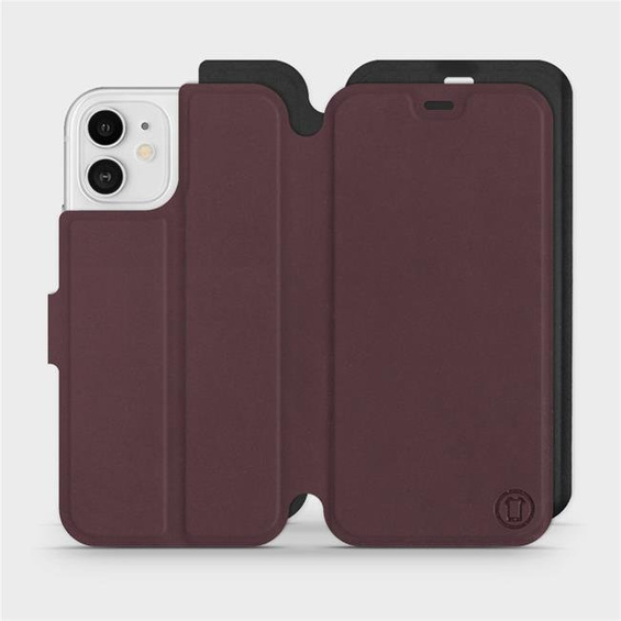 Etui Soft Touch do Apple iPhone 12 - wzór Matowy burgund z czernią