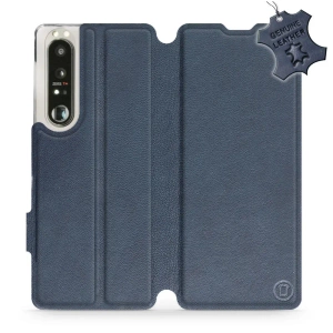 Etui ze skóry naturalnej do Sony Xperia 1 III - wzór Blue Leather