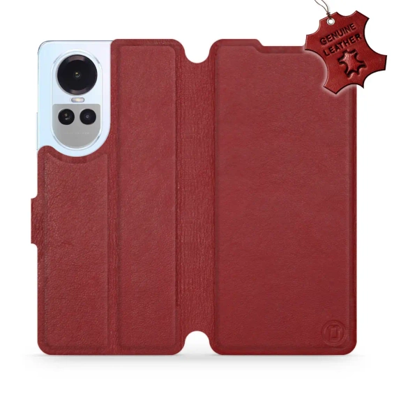 Etui ze skóry naturalnej do OPPO Reno 10 5G - wzór Dark Red Leather
