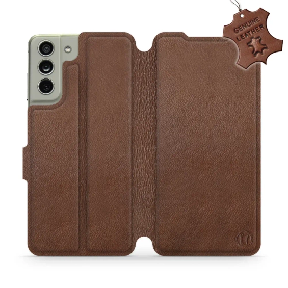Etui ze skóry naturalnej do Samsung Galaxy S21 FE - wzór Brown Leather