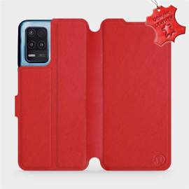 Etui ze skóry naturalnej do Realme 8 5G - wzór Red Leather