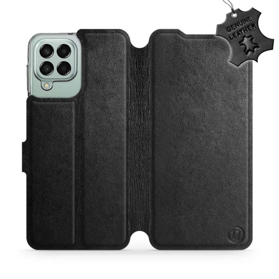 Etui ze skóry naturalnej do Samsung Galaxy M33 5G - wzór Black Leather