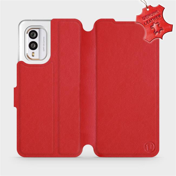 Etui ze skóry naturalnej do Nokia X30 5G - wzór Red Leather