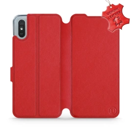Etui ze skóry naturalnej do Xiaomi Redmi 9A - wzór Red Leather