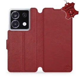 Etui ze skóry naturalnej do Xiaomi POCO X6 - wzór Dark Red Leather