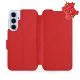 Etui ze skóry naturalnej do Samsung Galaxy M35 5G - wzór Red Leather