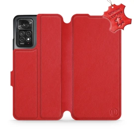 Etui ze skóry naturalnej do Xiaomi Redmi Note 11 Pro - wzór Red Leather