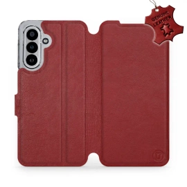 Etui ze skóry naturalnej do Samsung Galaxy A17 5G - wzór Dark Red Leather