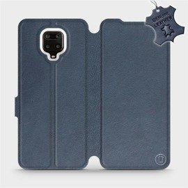Etui ze skóry naturalnej do Xiaomi Redmi Note 9 Pro - wzór Blue Leather