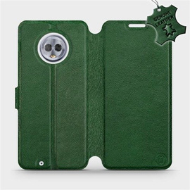 Etui ze skóry naturalnej do Motorola Moto G6 - wzór Green Leather