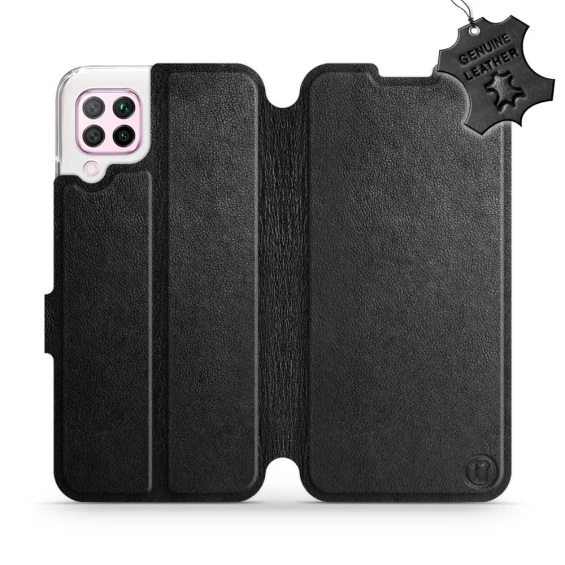 Etui ze skóry naturalnej do Huawei P40 Lite - wzór Black Leather
