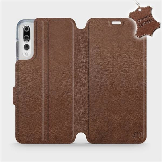 Etui ze skóry naturalnej do Huawei P20 Pro - wzór Brown Leather