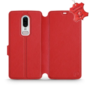 Etui ze skóry naturalnej do OnePlus 6 A6000 - wzór Red Leather