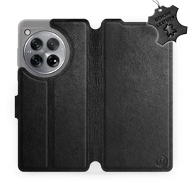 Etui ze skóry naturalnej do OnePlus 12R - wzór Black Leather