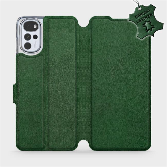 Etui ze skóry naturalnej do Motorola Moto G22 - wzór Green Leather