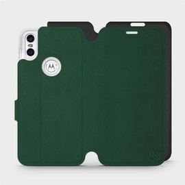 Etui Soft Touch do Motorola One - wzór Miejska zieleń z czernią