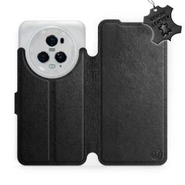 Etui ze skóry naturalnej do Huawei Honor Magic5 Pro 5G - wzór Black Leather