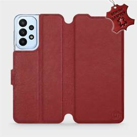 Etui ze skóry naturalnej do Samsung Galaxy A23 - wzór Dark Red Leather