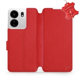 Etui ze skóry naturalnej do Xiaomi POCO C65 - wzór Red Leather