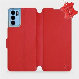 Etui ze skóry naturalnej do OPPO Reno 6 5G - wzór Red Leather
