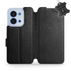 Etui ze skóry naturalnej do Xiaomi Redmi 15C - wzór Black Leather