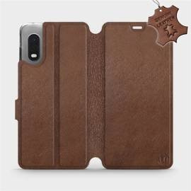Etui ze skóry naturalnej do Samsung Galaxy Xcover PRO - wzór Brown Leather