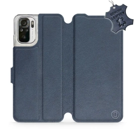 Etui ze skóry naturalnej do Xiaomi Redmi Note 10S - wzór Blue Leather