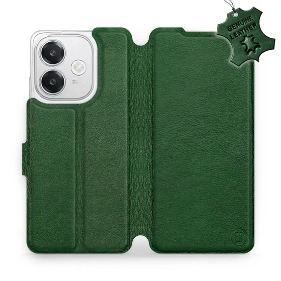 Etui ze skóry naturalnej do OPPO A40M - wzór Green Leather
